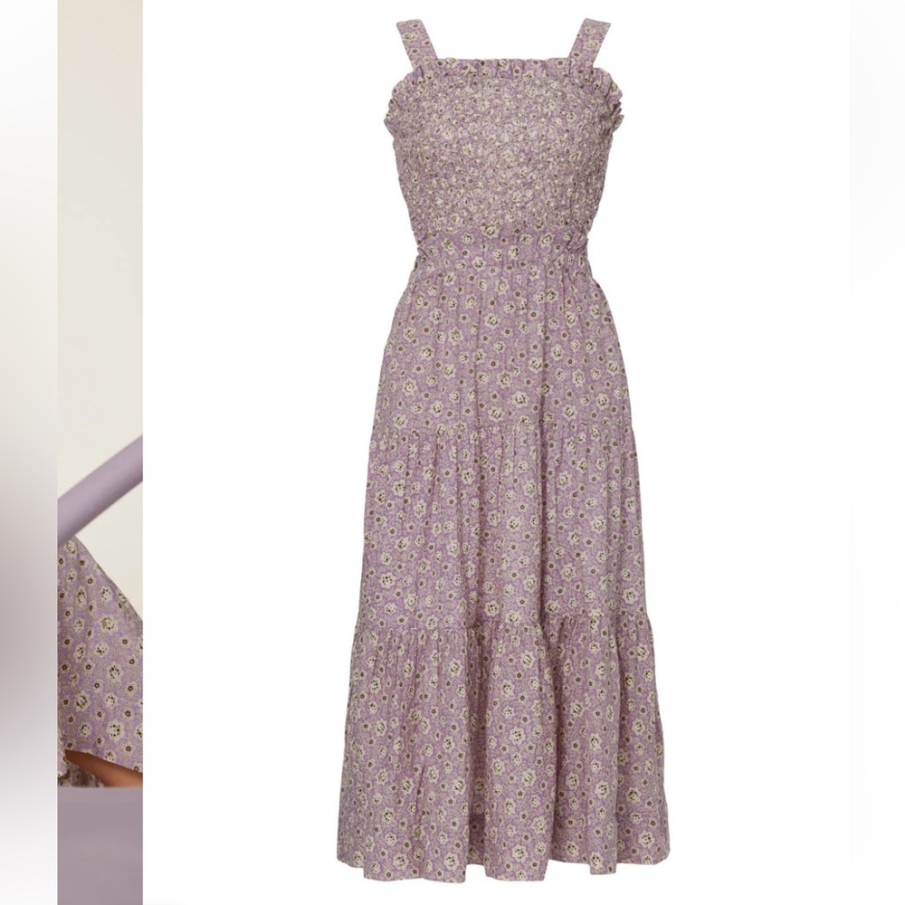 Sea New York Ida Apron Dress Lilac Floral Midi - Picture 4 of 14